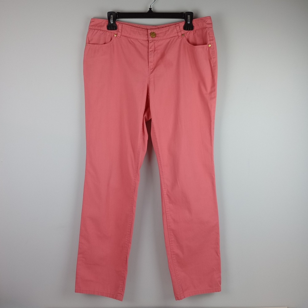 Style & Co Women 6 Pink Mid Rise Straight Leg Stretch Casual Cotton Blend Pants